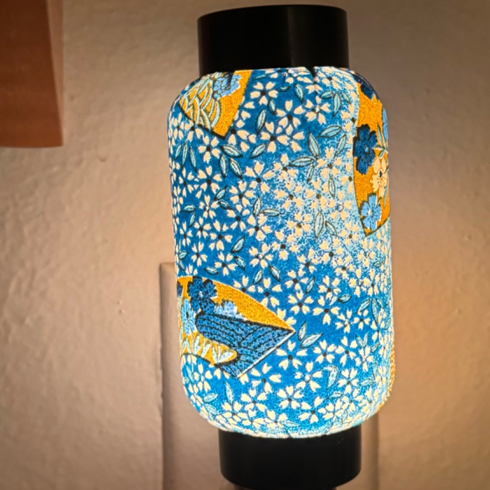 Blue Hand Fan Oriental Japanese Washi Night Light - Picture 6 of 6